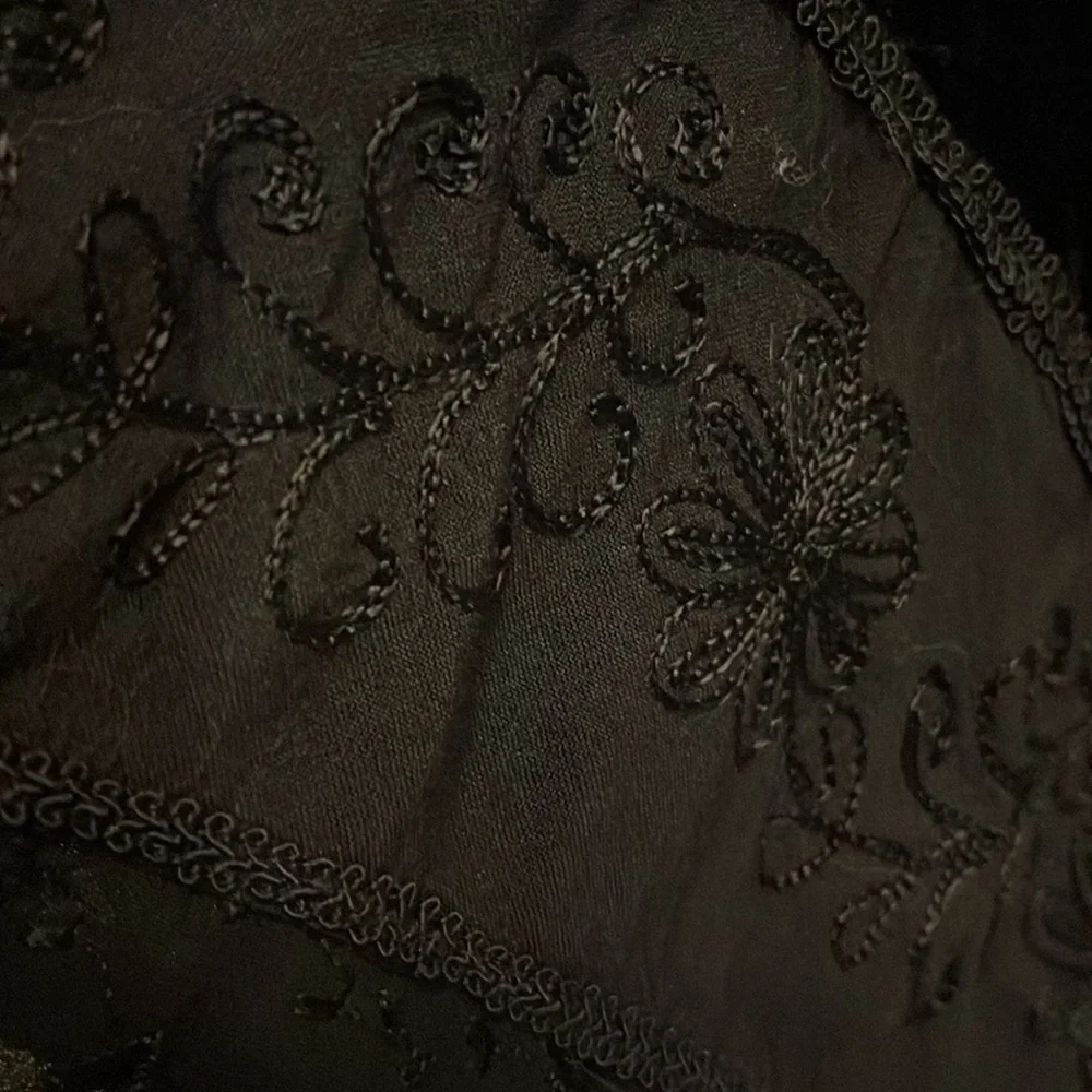 Unique Sundress lace up breast embroidered,  crushed velvet and lace panels. - Picture 4 of 5